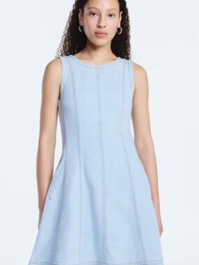 Free Assembly Women's and Women's Plus Sleeveless Denim Panel Mini Dress